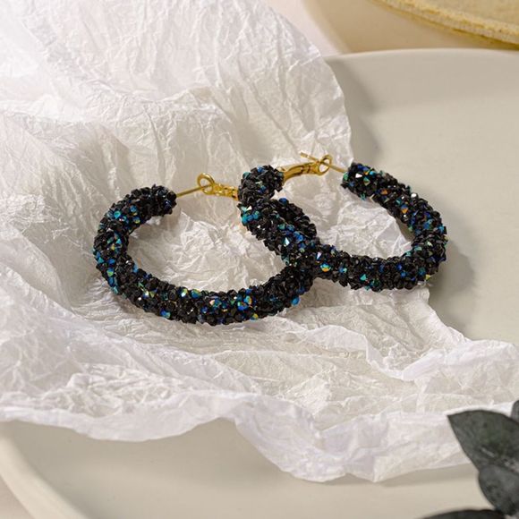 🌺shiny Glitter Cubic zirconia hoop Earring - Picture 5 of 11